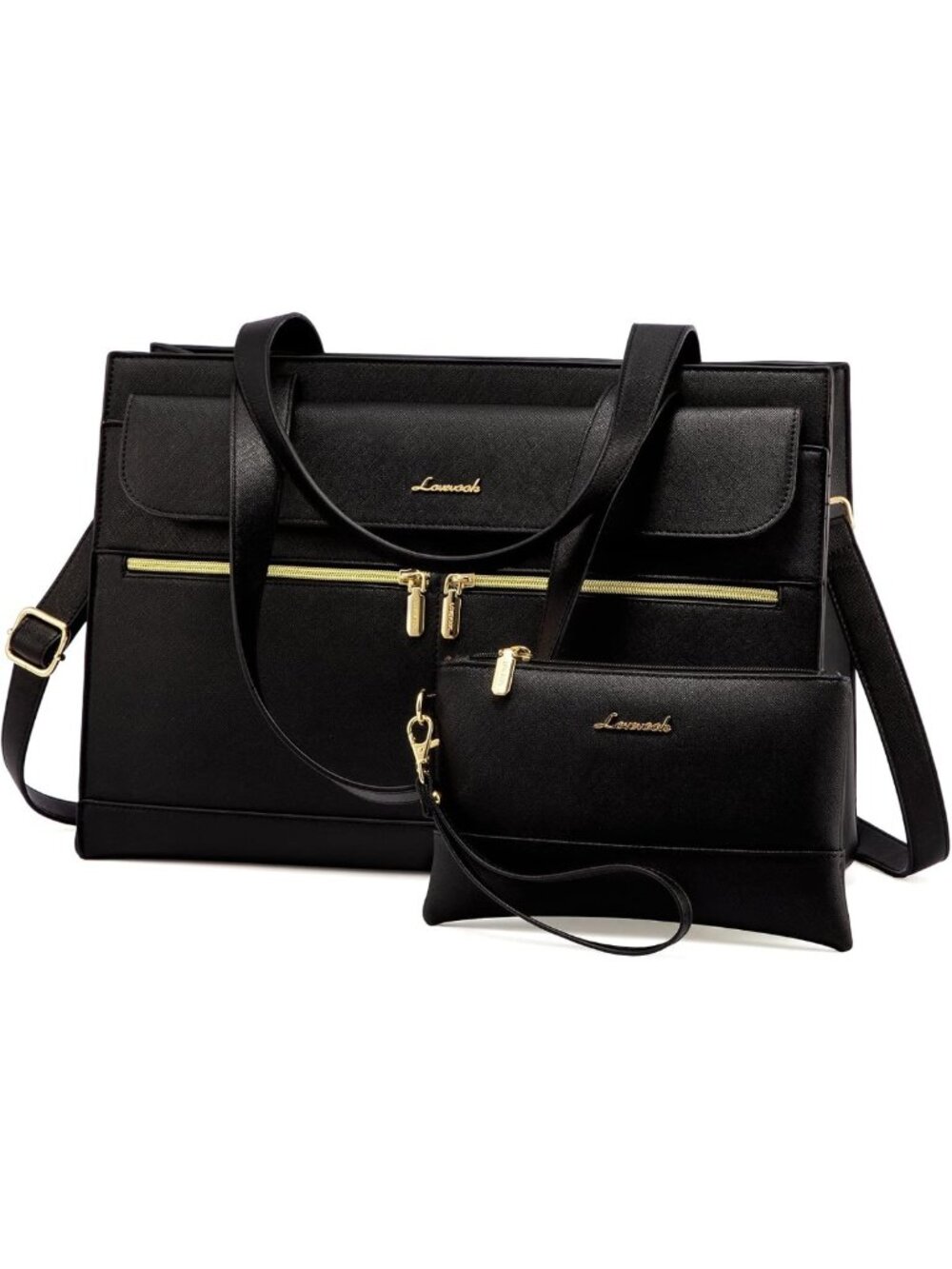 Stylish 15.6" Laptop Tote Bag for Women - Waterproof Leather Briefcase, Large